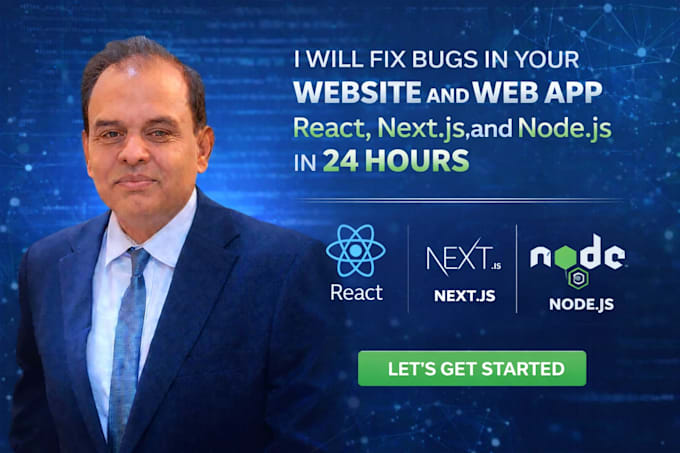 website and web app bug fixing in 24 hours reactjs nextjs nodejs