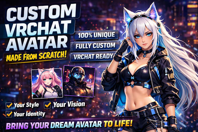create a high quality, fully optimized vrchat avatar ready for unity for you