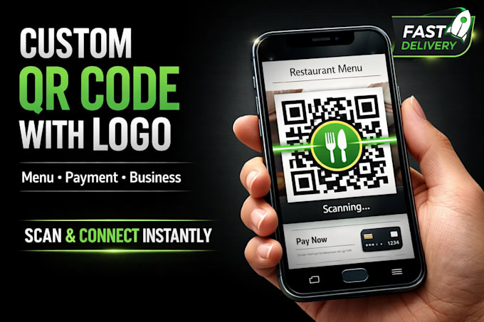 create custom qr code for restaurant with logo for menu, payment and business