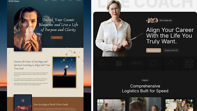 build webflow retreat website, coaching website, high converting landing page
