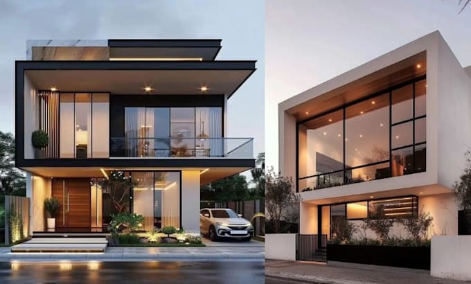 do modern exterior facade design and interiors design
