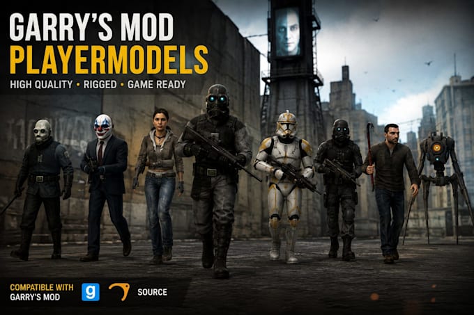 create and port gmod playermodel with quality weapons all for garrys mod