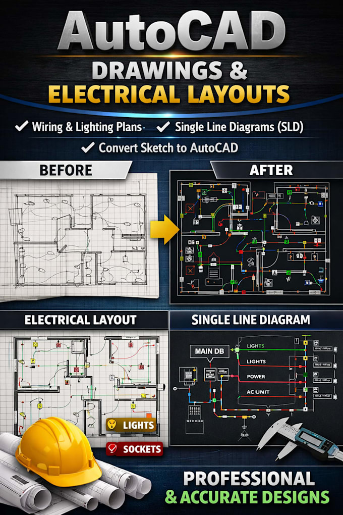 create professional autocad drawings and electrical layouts