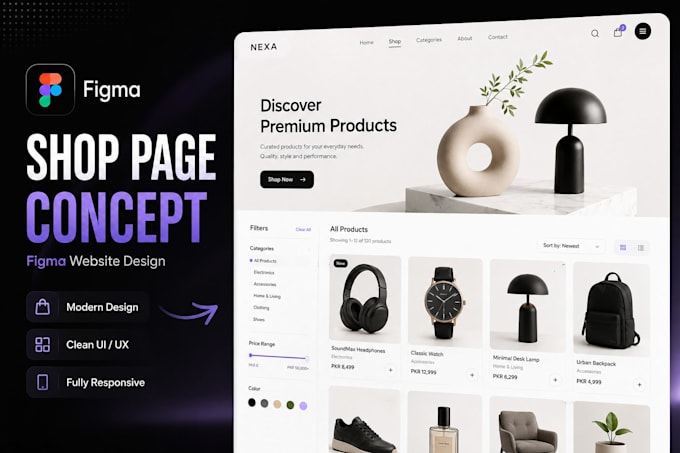 make clean figma design shop pages