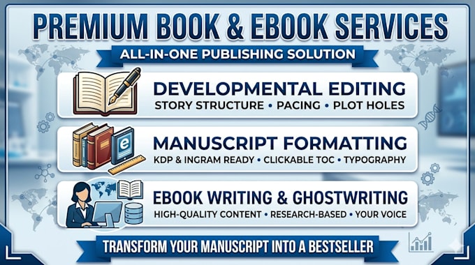 book editing manuscript formatting, developmental book editor, ebook writer