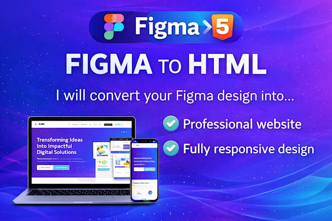modern responsive website HTML CSS js with figma to HTML conversion