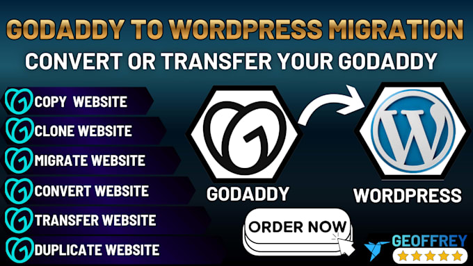 migrate godaddy to wordpress, transfer website, convert website, copy website