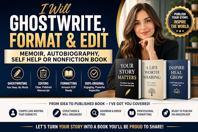 ghostwrite, format and edit memoir, autobiography, selfhelp or nonfiction book