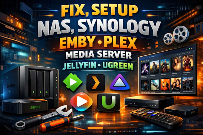 fix and setup nas, synology, emby, plex media server, jellyfin, ugreen