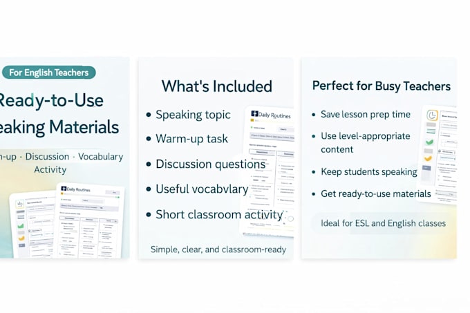 create ready to use speaking materials for teachers