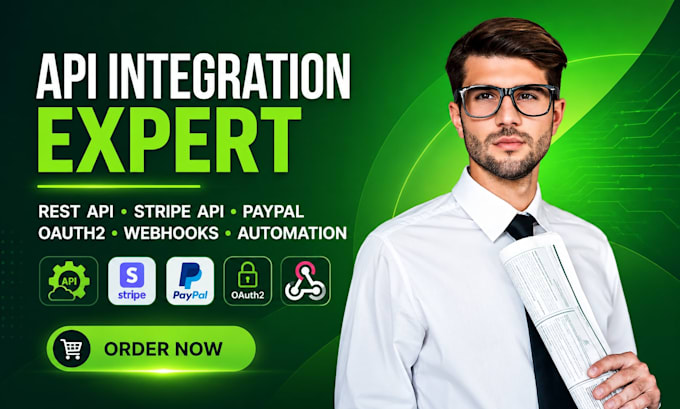 integrate rest API, stripe API, paypal, oauth2, webhooks and automation