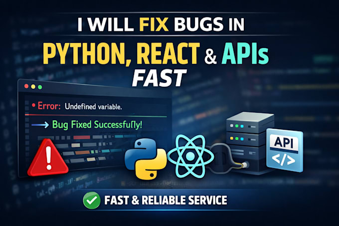 fix bugs in your python, react or API code fast