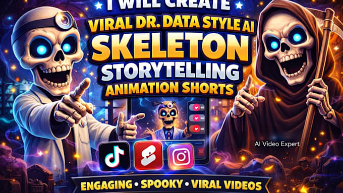 create viral dr data style ai skeleton storytelling animation shorts