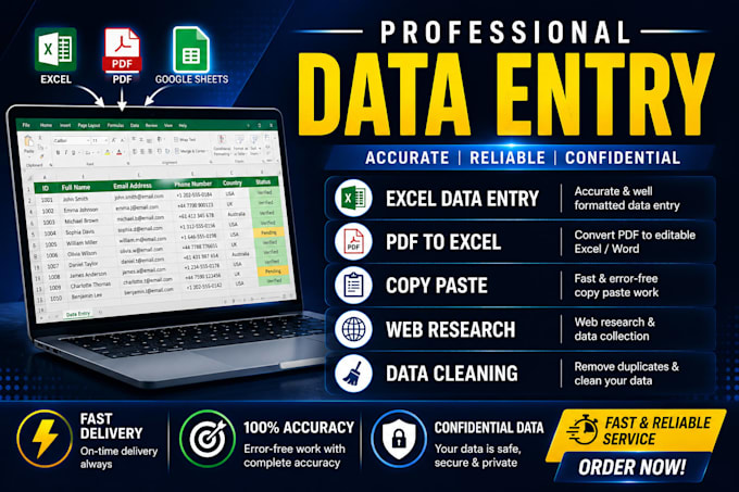 do data entry, web research and excel data entry jobs