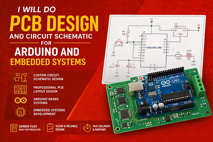 Pcb-design und schaltplan für arduino und embedded systems erstellen