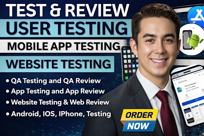 do user testing and review qa testing and ios app review or android app testing