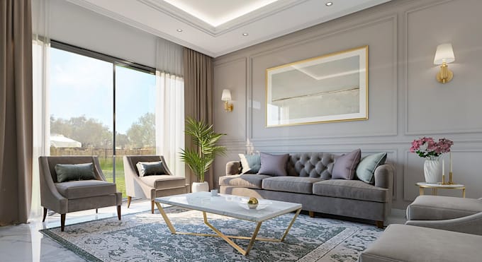 virtually stage empty room with realistic furniture for real estate