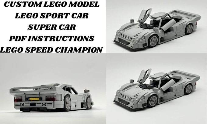 design custom 3d lego model, lego technic car with pdf manual xml part list