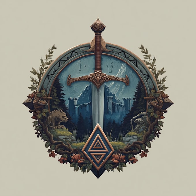 draw a medieval, fantasy, rpg gaming logo