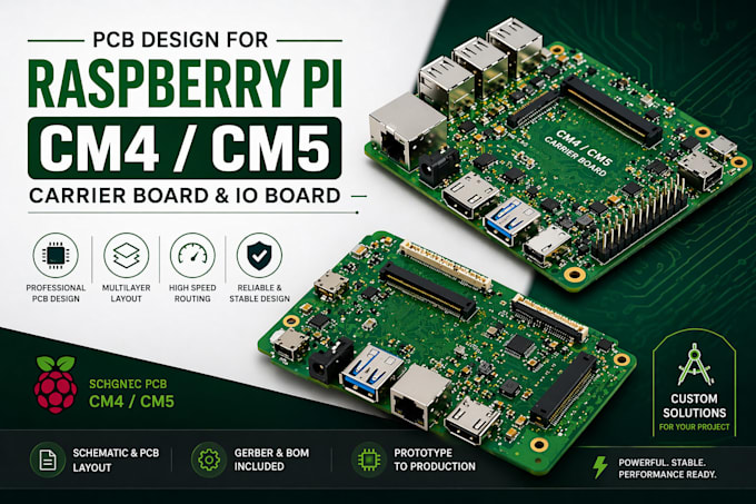 design pcb for raspberry pi compute module cm4 cm5, carrier board, cm5 io board
