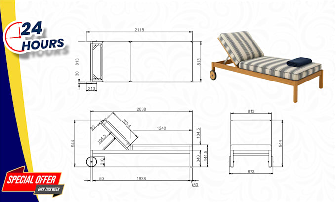 create cad technical drawings for furniture