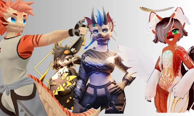 create 3d character models, vrchat avatar, vtuber character and vroid