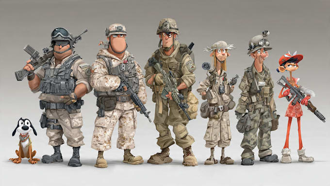 draw military characters or military related illustrations