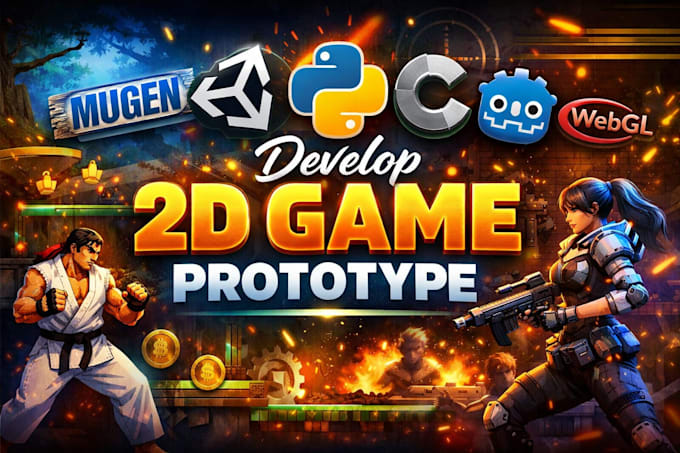 develop 2d game prototype in mugen, unity, python, construct, godot, webgl