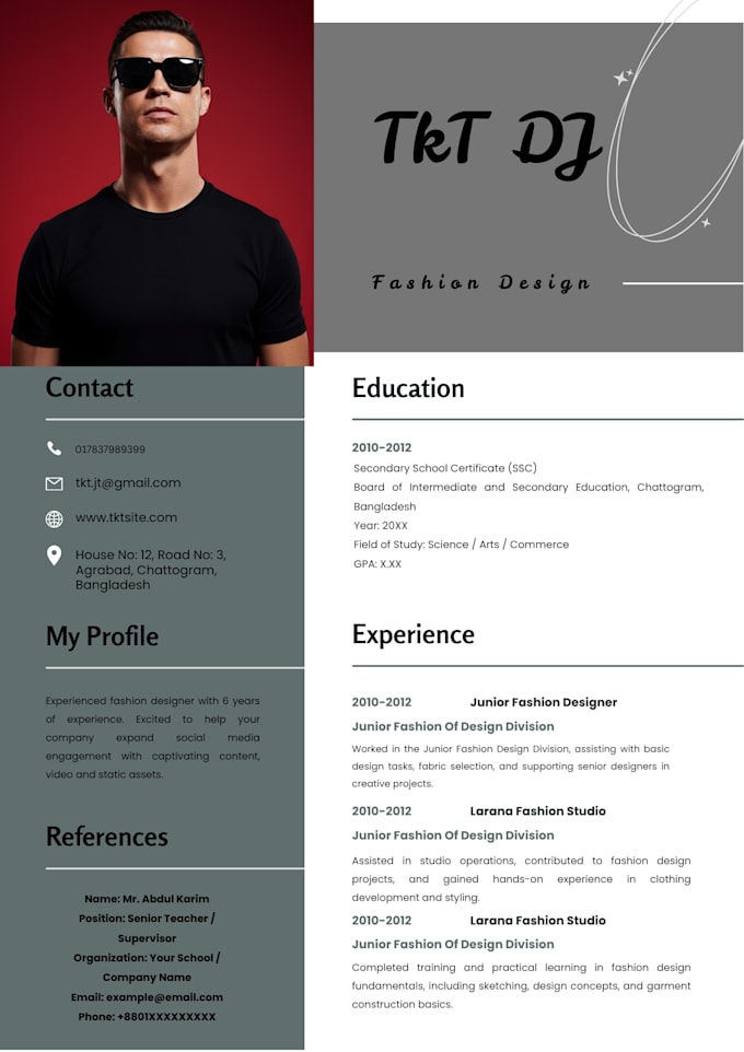 design a professional ats resume or CV in canva