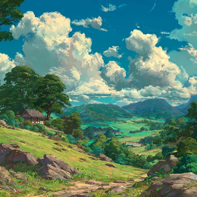 draw anime background, landscape illustrations