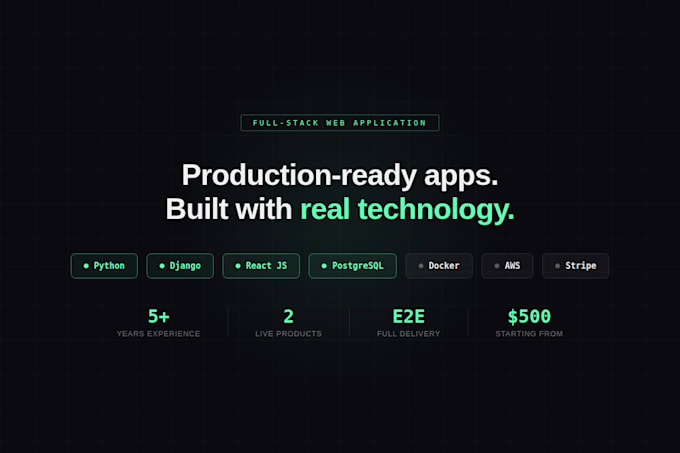 Build production ready web app django react postgresql stripe aws by ...