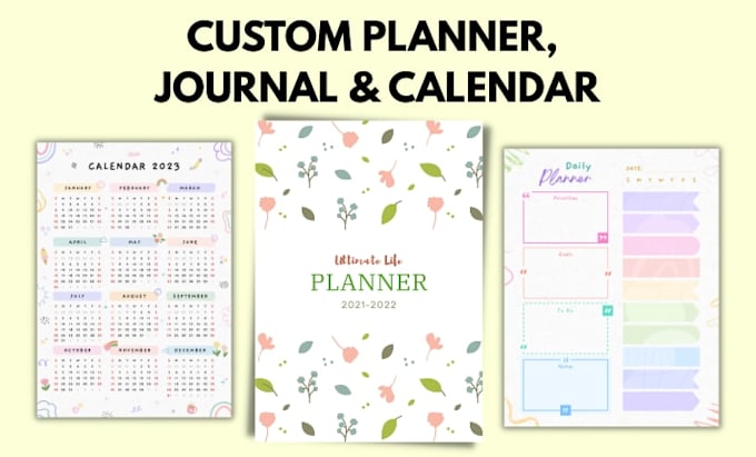 design calendar planner, monthly planner and journal planner