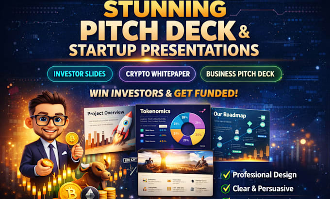design modern pitch deck, crypto whitepaper presentation, startup investor slide