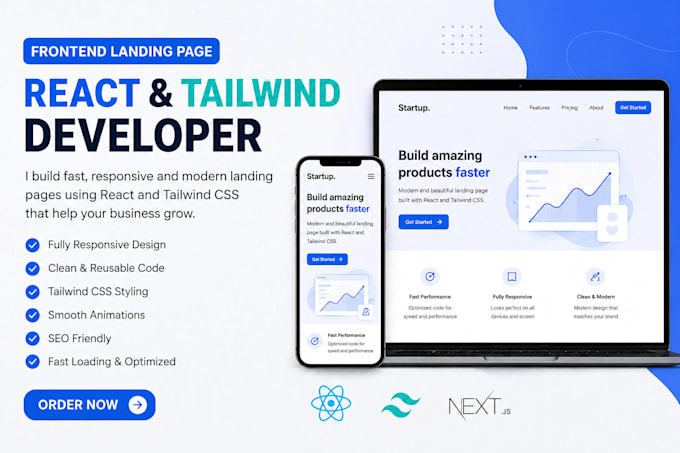Build a clean, custom landing page using react and tailwind css by ...