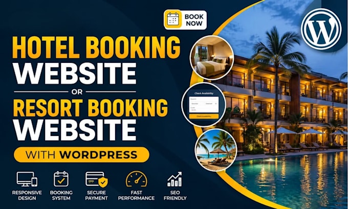 create hotel booking website, resort booking website with wordpress