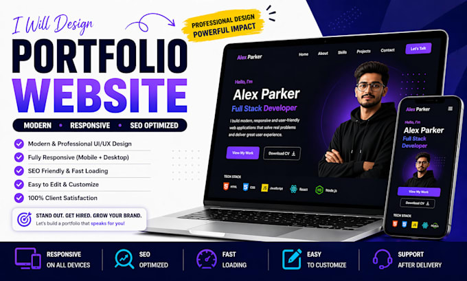 Design modern portfolio website with seo optimization by Nashafahd | Fiverr