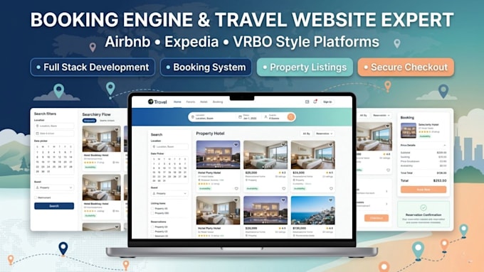 clone airbnb expedia booking com vrbo booking engine full stack web development