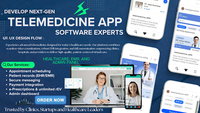 develop hipaa compliant healthcare app, telemedicine, emr, and admin panel