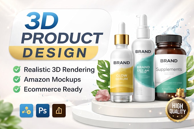create realistic 3d product rendering, amazon mockup design, product design