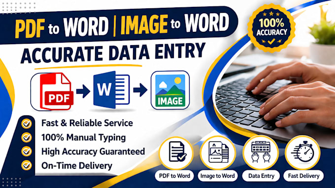 convert PDF to word and image to word data entry