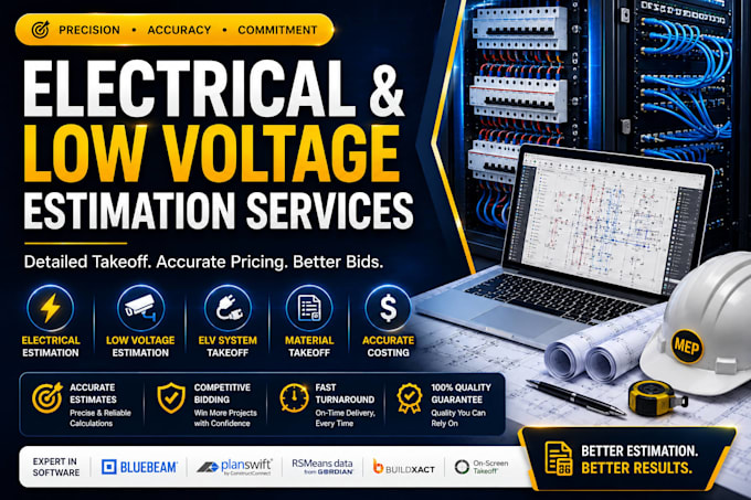 do mep and low voltage estimation, quantity takeoff and cost breakdown