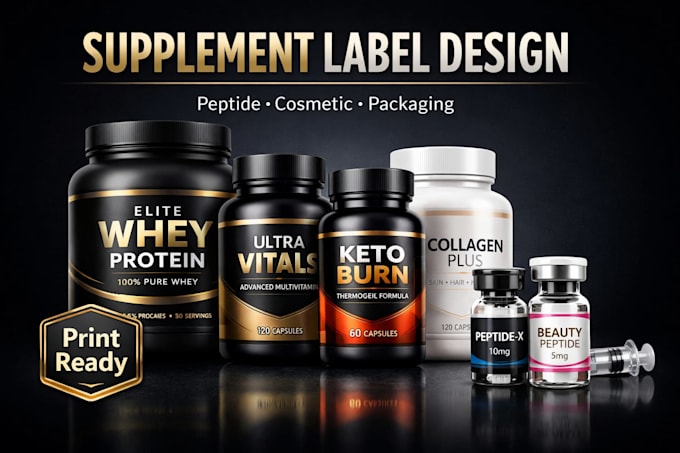 design supplement label and peptide packaging
