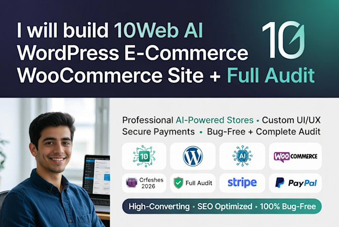 build 10web ai wordpress ecommerce woocommerce site full audit