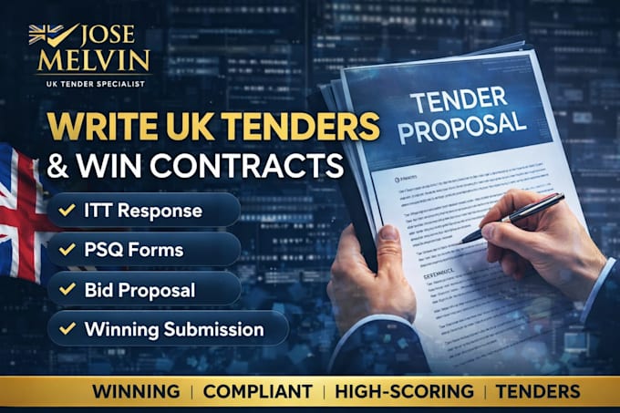 write full UK tender proposal, itt response psq forms that wins contracts