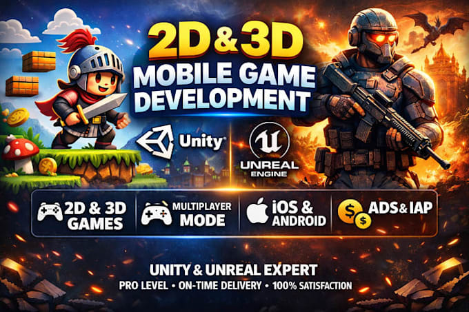 develop 3d and 2d game mobile game development with unity and unreal engine5