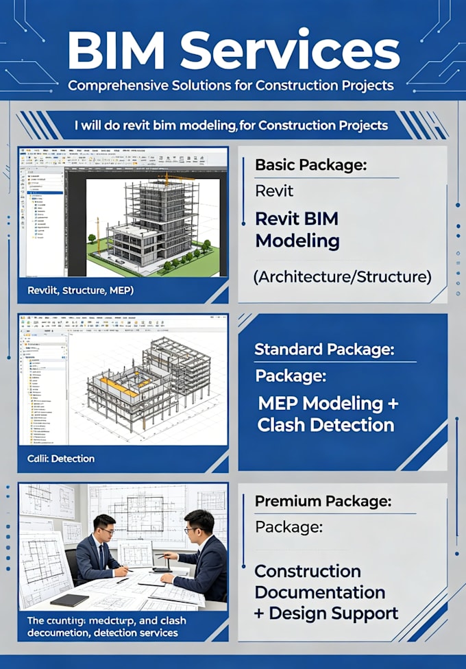 do revit bim modeling, architecture, structure, mep, and clash detection for con