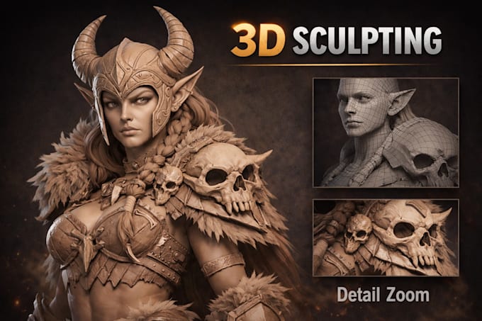 sculpt detailed 3d character and cosplay models
