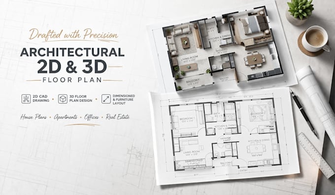 draft out architectural 2d floor plan, architectural 3d floor plan