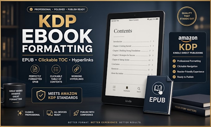 format amazon KDP ebooks and convert to epub with clickable toc and hyperlinks