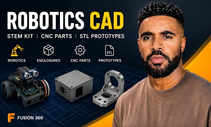 robotics cad, stem kit enclosure, cnc parts, fusion 360 stl prototype files cads